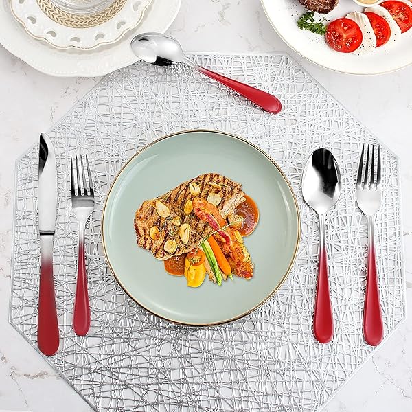 BEGEEL Red Silverware Set for 4 20 Piece Stainless Steel Flatware Mirror Polished Dinnerware Cutlery Reusable Utensil Set Dishwasher Safe - View 8 of 8