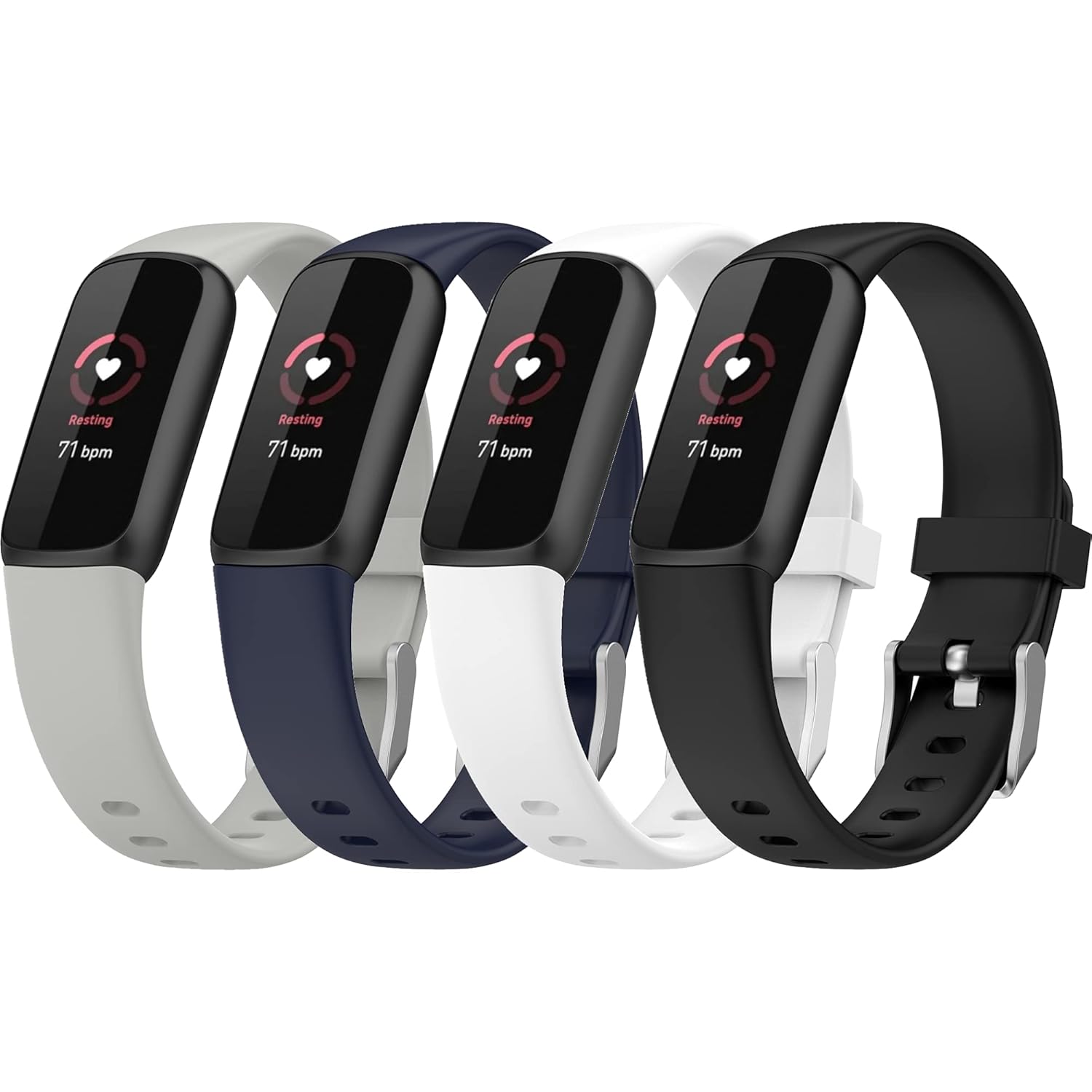 ECSEM Replacement Band for Fitbit Luxe Waterproof Silicone Adjustable Quick Release Sport Wristband in Black Dark Blue Gray White Small