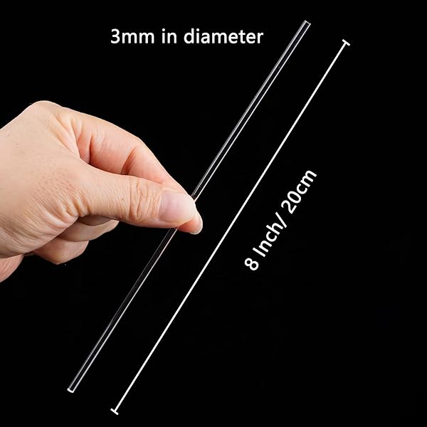 LSYGXYZ LSYGXYZ 50 Pieces Clear Acrylic Lollipop Sticks for Cake Pops Candy Dessert Chocolate Handmade DIY 8 Inch 3mm Diameter - View 3 of 8