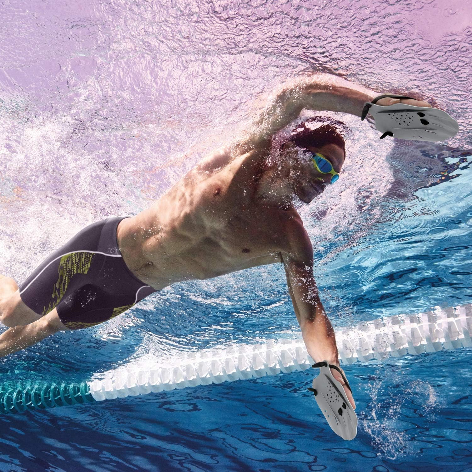 SantTop SantTop Contour Swim Paddles for Training Adjustable Straps Ideal for Men and Women G-Blue High-Blue Normal Size - View 6 of 7