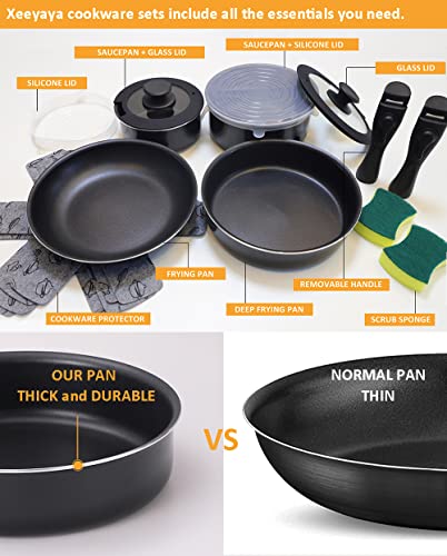 XEEYAYA Xeeyaya 16 Piece Kitchen Cookware Set Nonstick Stackable Pots and Pans for Induction Gas RVs Camping Space Saving - View 4 of 9