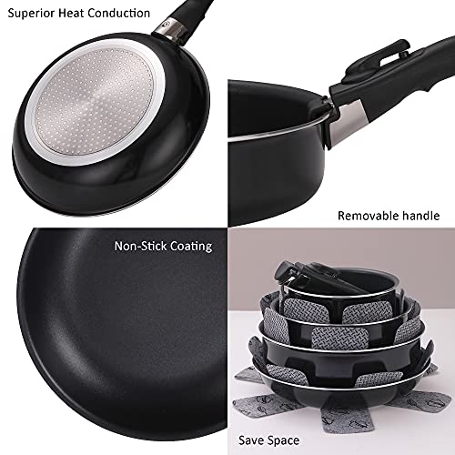 XEEYAYA Xeeyaya 16 Piece Kitchen Cookware Set Nonstick Stackable Pots and Pans for Induction Gas RVs Camping Space Saving - View 5 of 9
