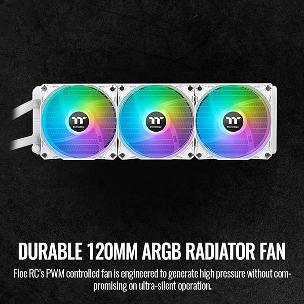 Thermaltake Thermaltake Floe RC360 Snow: 360mm RGB Liquid Cooler for AMD & Intel - PWM AIO CPU & Memory Cooling - View 7 of 9