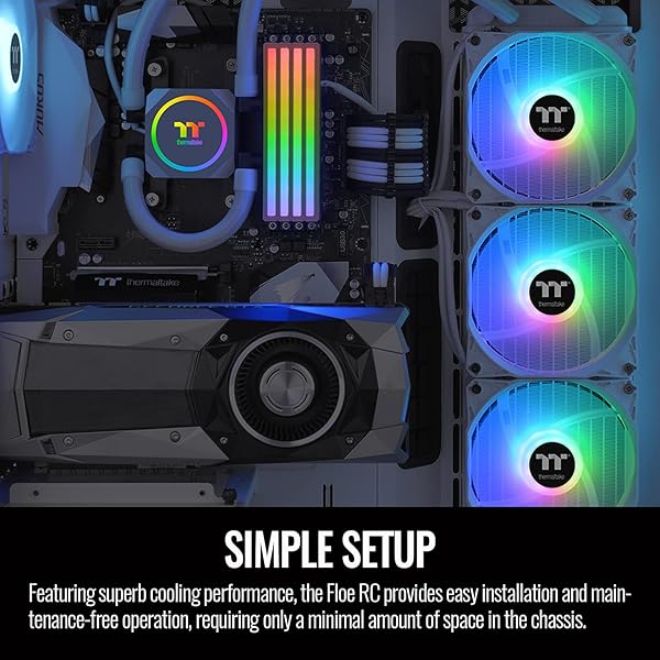 Thermaltake Thermaltake Floe RC360 Snow: 360mm RGB Liquid Cooler for AMD & Intel - PWM AIO CPU & Memory Cooling - View 8 of 9