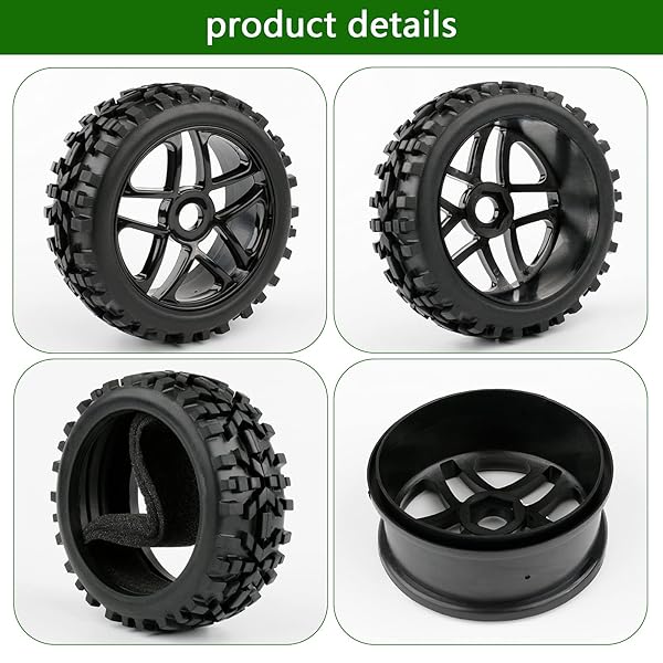 Rchobbytop Rchobbytop 4pcs 1/8 Scale RC Tires and Wheel Rims for All Terrain Buggy Rally Short Course Truck with 17mm Hex Drive Hub Adapters - View 5 of 7