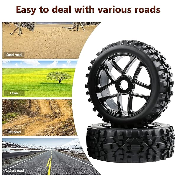 Rchobbytop Rchobbytop 4pcs 1/8 Scale RC Tires and Wheel Rims for All Terrain Buggy Rally Short Course Truck with 17mm Hex Drive Hub Adapters - View 7 of 7