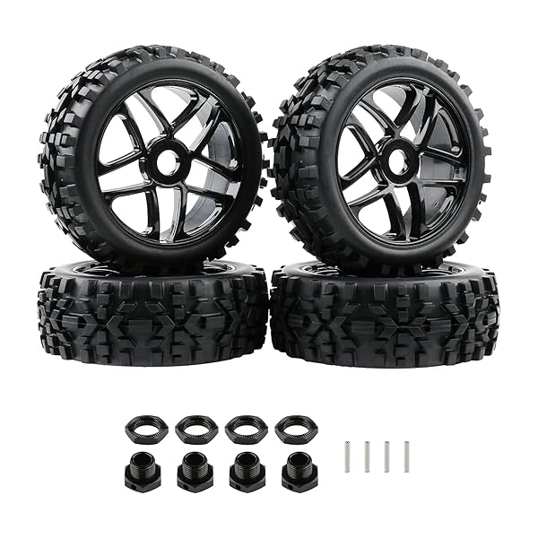 Rchobbytop Rchobbytop 4pcs 1/8 Scale RC Tires and Wheel Rims for All Terrain Buggy Rally Short Course Truck with 17mm Hex Drive Hub Adapters - View 2 of 7