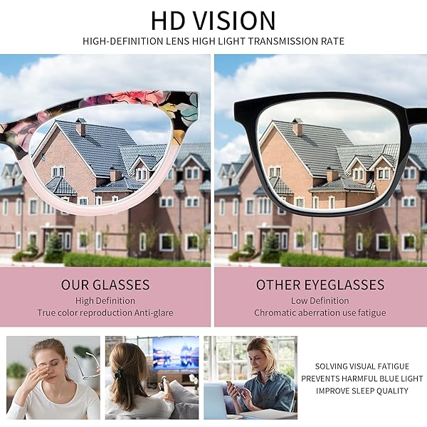 Sumkyle Sumkyle 4 Pack Cat Eye Reading Glasses Blue Light Blocking Stylish Pattern Spring Hinges Computer Readers 2.00 for Women - View 6 of 7