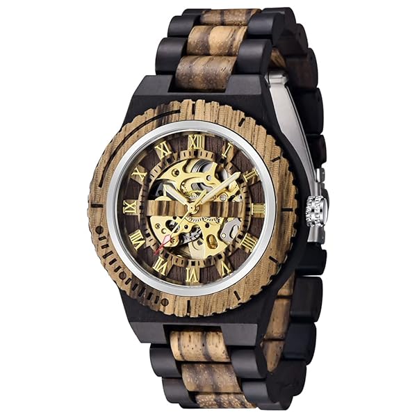 Dentily Shop Dentily Men's Wooden Skeleton Watch - Automatic Self-Winding Wood Timepiece