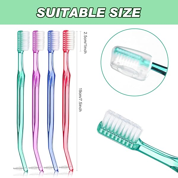 Patelai Orthodontic Toothbrush Set 6 Pieces with Head Protection Covers Double-Ended Interdental Brush for Braces Teeth Cleaning in 4 Colors - View 3 of 8