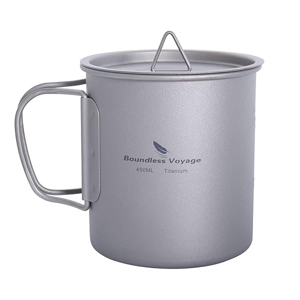 usharedo Usharedo Titanium Cup 450ml - Ultralight Portable Camping Mug with Lid for Outdoor Adventures