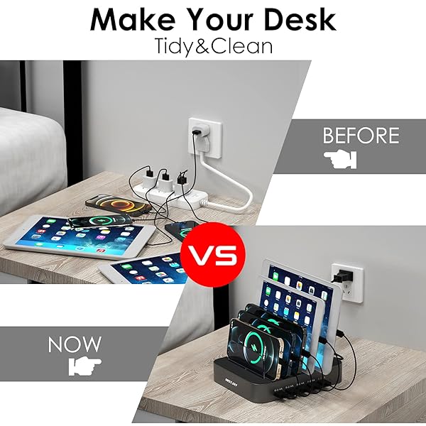 MSTJRY Multi-Device Charging Station: MSTJRY 5-Port USB-A Dock for iPhone, iPad & Tablets - Fast Charging in Gunmetal - View 4 of 9