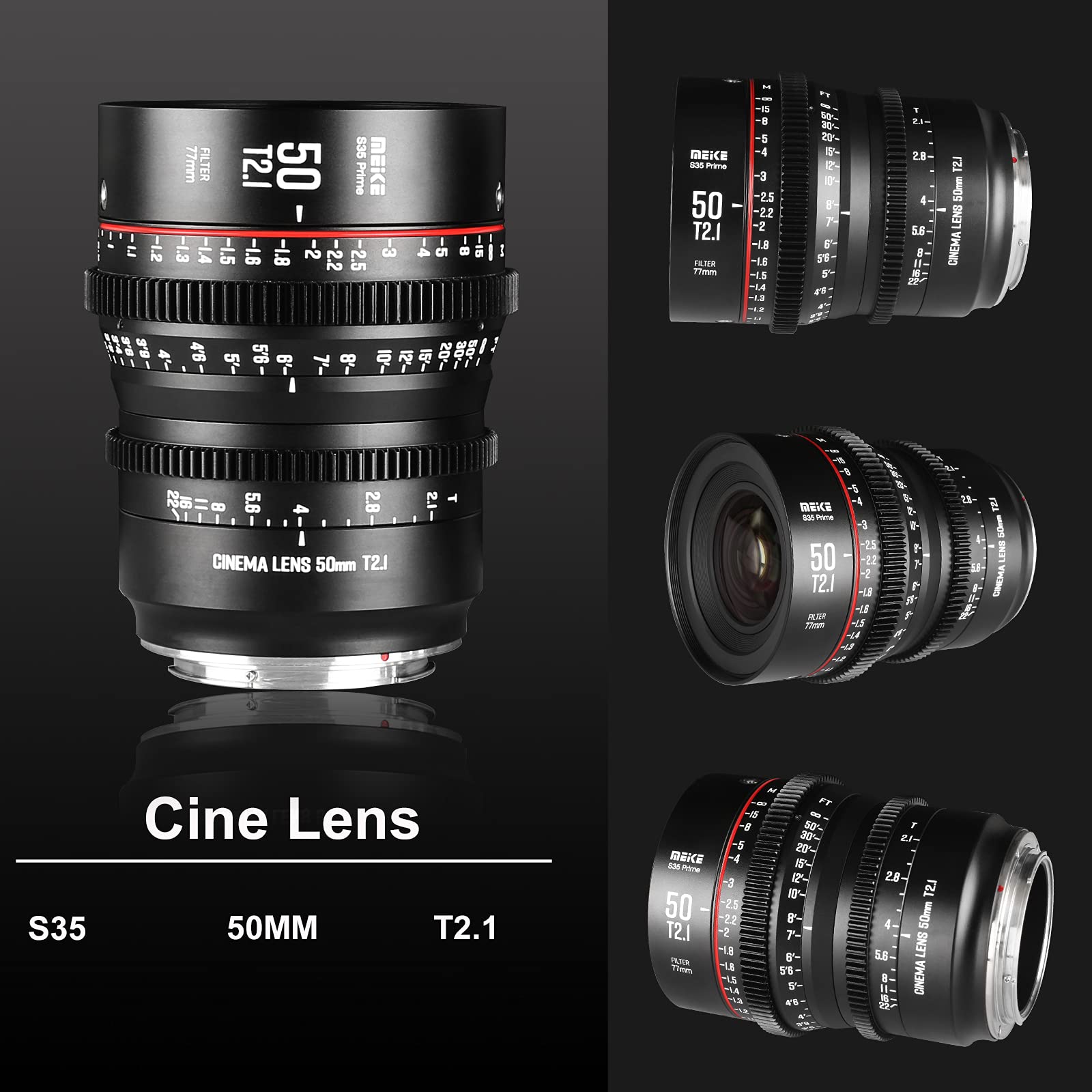 Meike Meike 50mm T2.1 S35 Cinema Lens for Canon EF & Zcam E2-S6 - Perfect for C100, C200, C300 Mark II/III - View 2 of 6