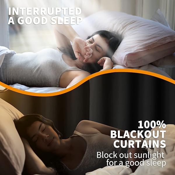 YoungsTex YoungsTex Dark Grey 100% Insulated Blackout Curtains 63 Inches Long Room Darkening Thermal Drapes 2 Panels 42 x 63 Inch - View 3 of 9