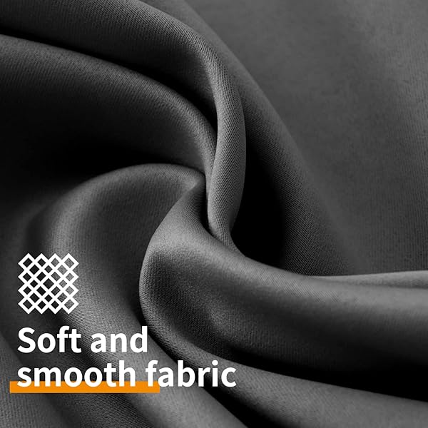 YoungsTex YoungsTex Dark Grey 100% Insulated Blackout Curtains 63 Inches Long Room Darkening Thermal Drapes 2 Panels 42 x 63 Inch - View 5 of 9