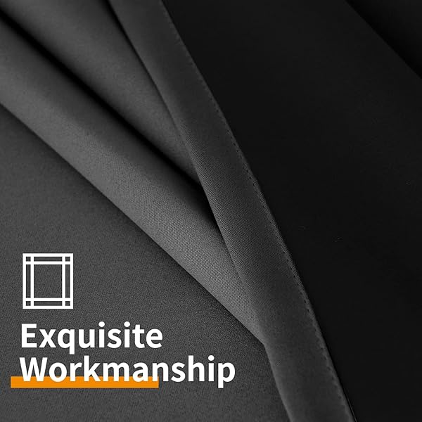 YoungsTex YoungsTex Dark Grey 100% Insulated Blackout Curtains 63 Inches Long Room Darkening Thermal Drapes 2 Panels 42 x 63 Inch - View 9 of 9