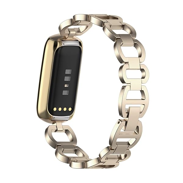 Chofit Chofit Metal Replacement Bands for Fitbit Luxe Adjustable Stainless Steel Bracelet Strap for Men and Women Champagne Color - View 3 of 6