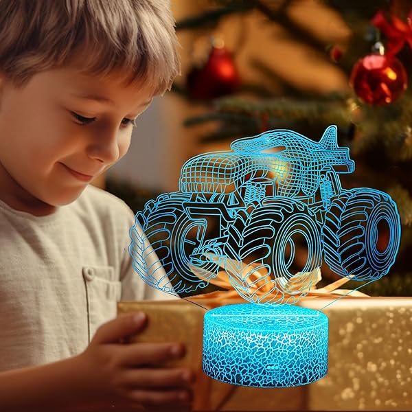 Kenmaca Kenmaca Car Monster Truck Plane Night Light 3D Illusion Lamp 16 Colors Dimmable Room Decor Touch Remote Control Gift for Boys - View 4 of 7
