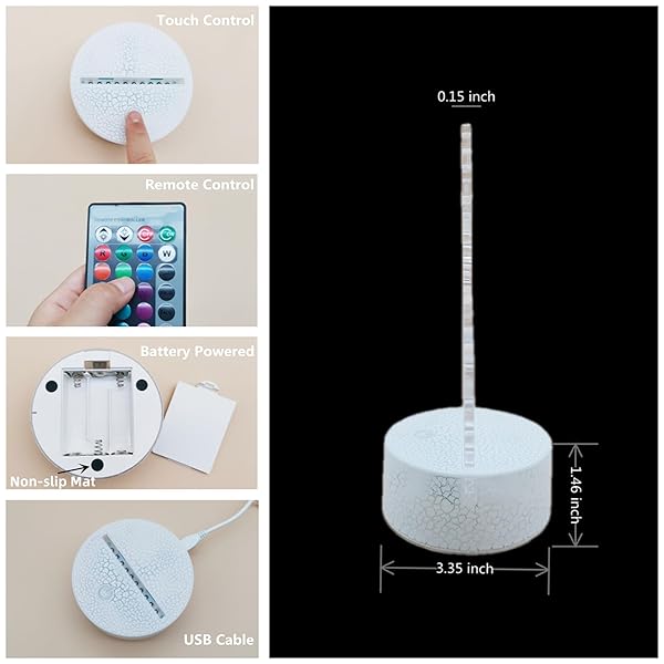 Kenmaca Kenmaca Car Monster Truck Plane Night Light 3D Illusion Lamp 16 Colors Dimmable Room Decor Touch Remote Control Gift for Boys - View 6 of 7