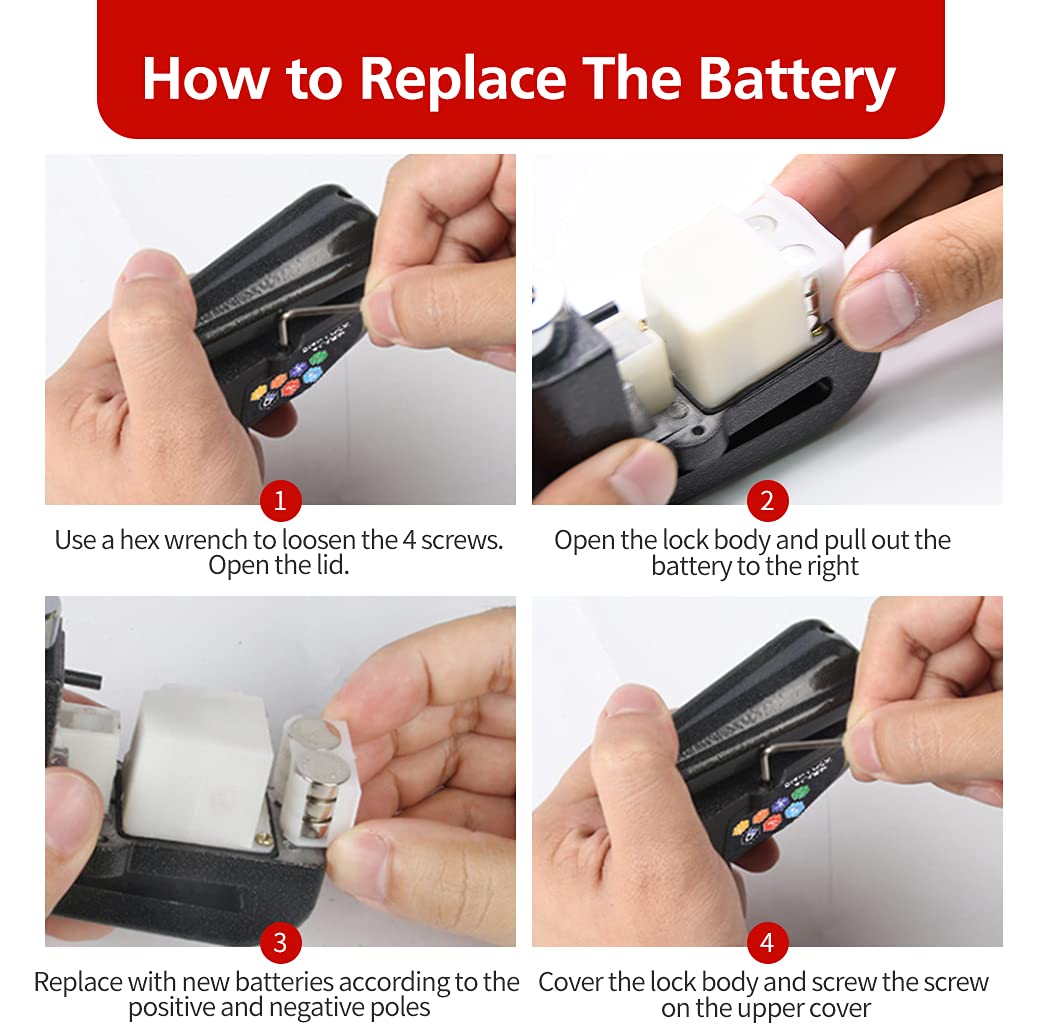 RUBY.Q Alarm Disc Lock Set 2pcs Brake Lock Anti-Theft Waterproof 110 dB 7mm Pin with 5ft Reminder Cable for Motorcycles Bike Scooter Black Red - View 6 of 7