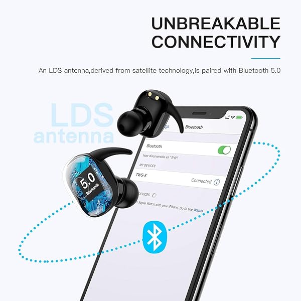 Qisebin Qisebin Wireless Earbuds True Wireless Bluetooth Headphones with Microphone Extra Bass 36H Playtime for Workout Charging Case Black - View 4 of 9