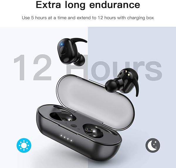 Qisebin Qisebin Wireless Earbuds True Wireless Bluetooth Headphones with Microphone Extra Bass 36H Playtime for Workout Charging Case Black - View 5 of 9