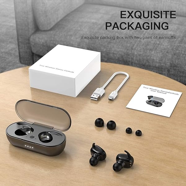 Qisebin Qisebin Wireless Earbuds True Wireless Bluetooth Headphones with Microphone Extra Bass 36H Playtime for Workout Charging Case Black - View 6 of 9