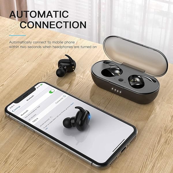 Qisebin Qisebin Wireless Earbuds True Wireless Bluetooth Headphones with Microphone Extra Bass 36H Playtime for Workout Charging Case Black - View 7 of 9