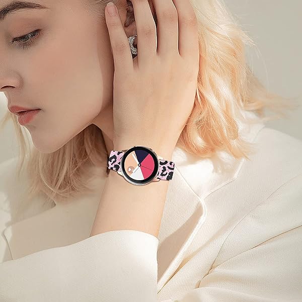 TOOLAIK TOOLAIK 20mm Floral Watch Band for Samsung Active 2 & Galaxy Watch 3 - Stylish Red Leopard Silicone Strap for Women - View 7 of 8