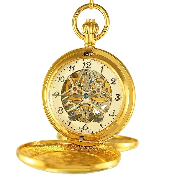 OGLE OGLE Vintage Double Copper Cover Case Dual Movement Skeleton Pocket Watch Self Winding Automatic Mechanical White Dial