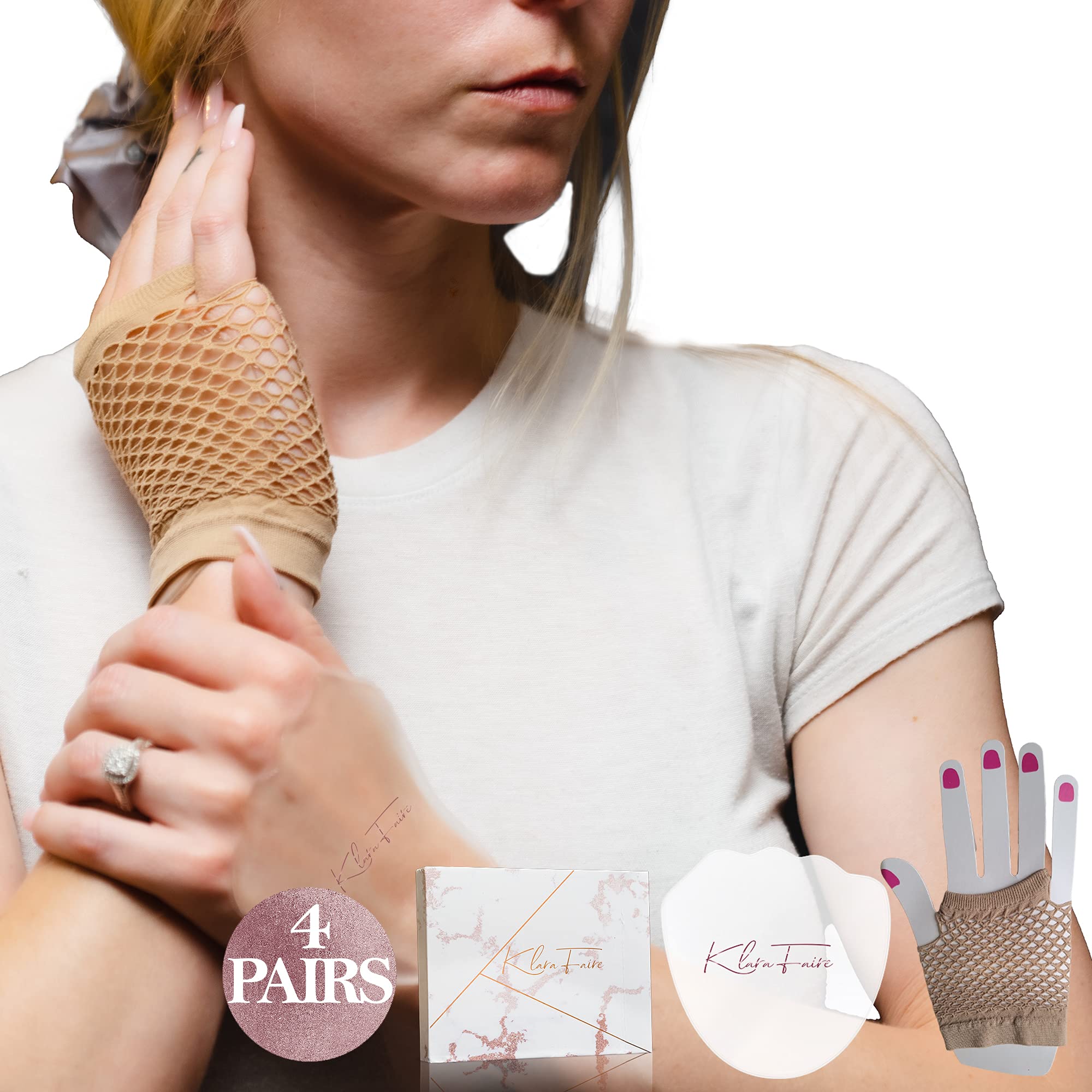 Klara Faire Wrinkle Patches for Dry Hands 4 Pairs Silicone with Gloves for Effective Hand Care and Perfect for Chest Face and Neck Wrinkle Treatment