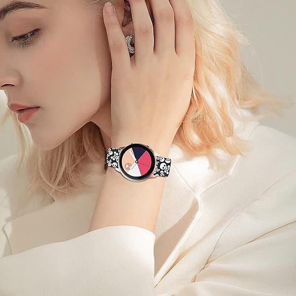 TOOLAIK TOOLAIK 20mm Floral Watch Band for Samsung Active 2 & Galaxy Watch 3 - Stylish Black Skull Silicone Strap for Women - View 7 of 8