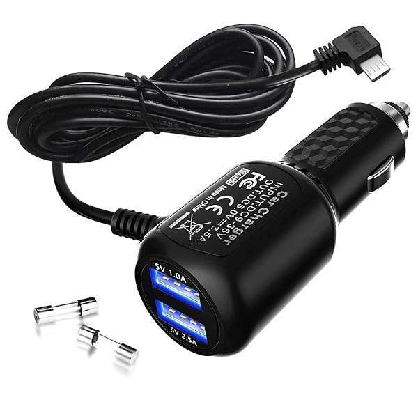 2024 Upgraded Dash Cam Charger - Dual USB Micro USB Car Charger (6.5FT) for APEMAN, Rexing, AKASO & More