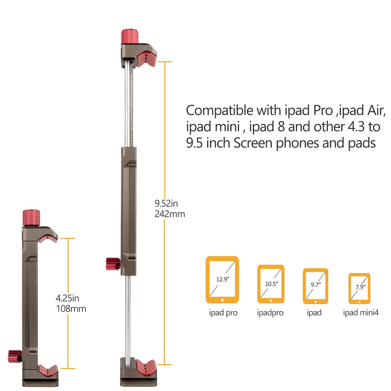 Poyinco Poyinco Flexible Adjustable Tripod Mount Adapter for iPad Mini iPad Pro Surface Pro and Phones - View 4 of 7