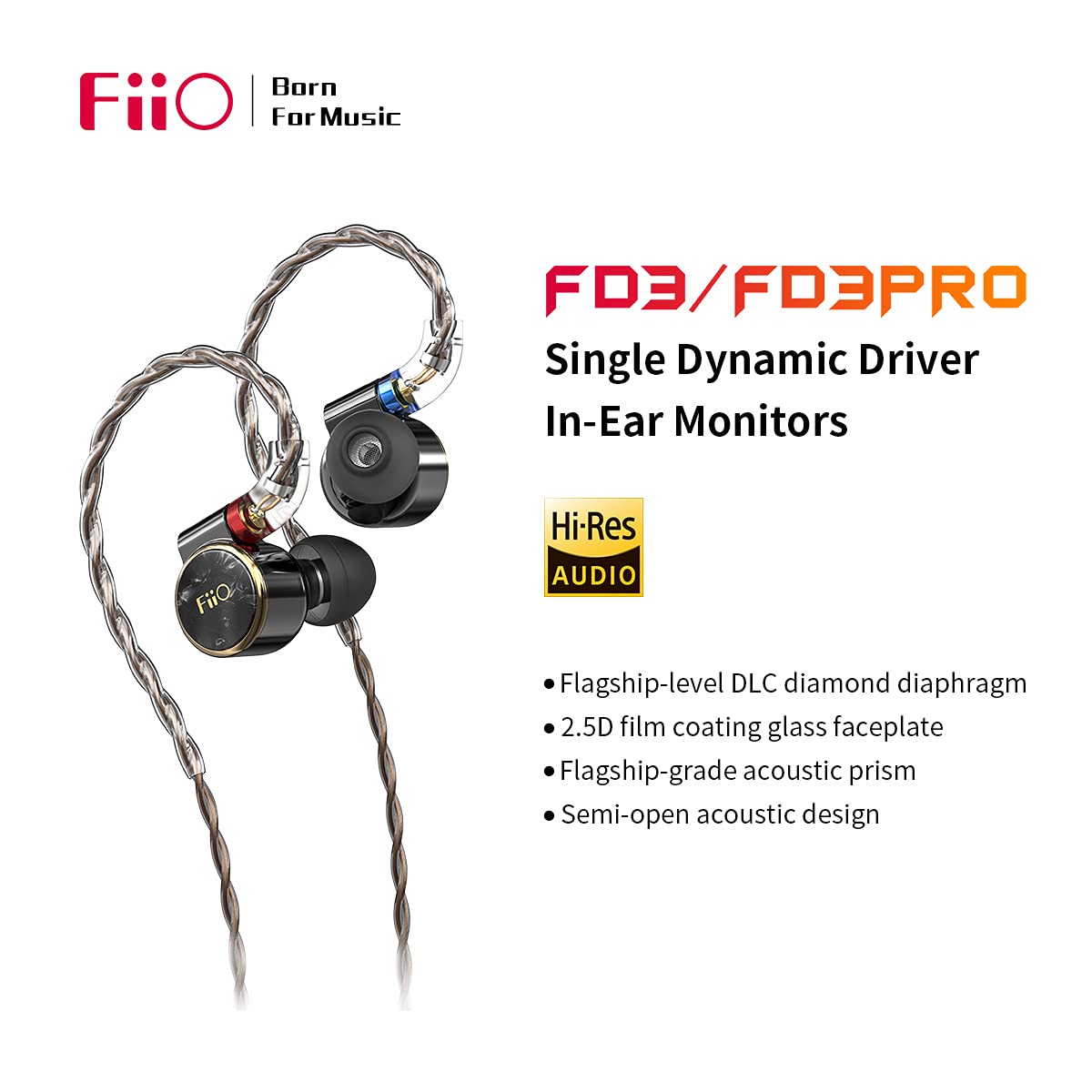 FiiO FIIO FD3 PRO Earphones: High-Res In-Ear Buds with Deep Bass & Detachable MMCX Connectors - 2.5/3.5/4.4mm Plugs - View 3 of 7