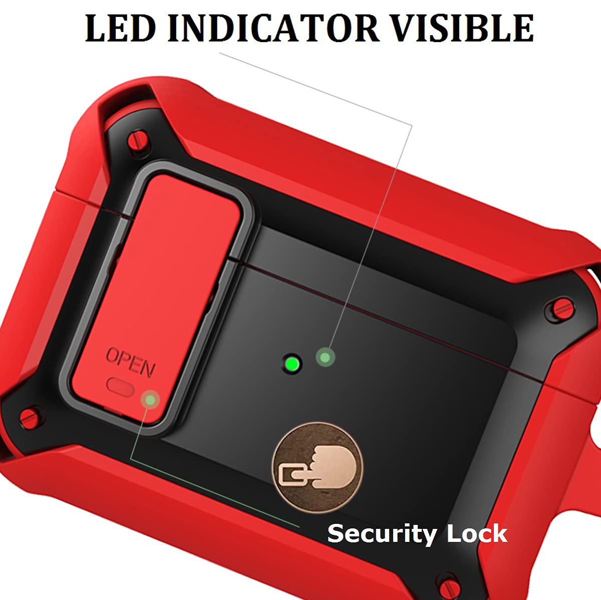 Olytop Olytop Rugged Locking Case Cover for Airpods Pro 2nd 1st Generation Shockproof Armor Protective Skin Red Black - View 2 of 7