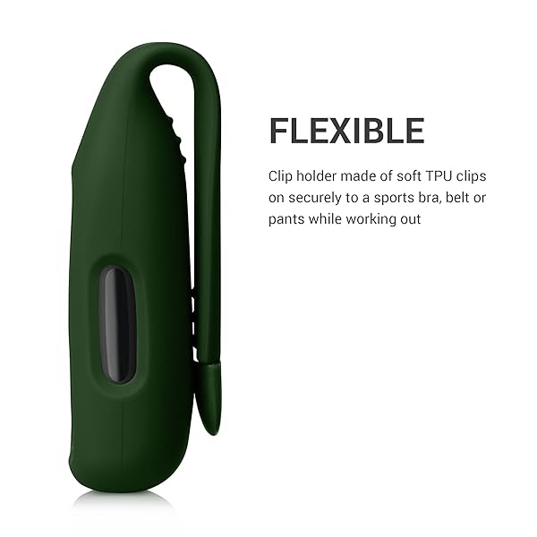 kwmobile KWMobile 2X Clip Holders for Fitbit Inspire 3/2 & Ace 3 - Durable Clip-On Replacement Set in Black/Dark Green - View 5 of 8