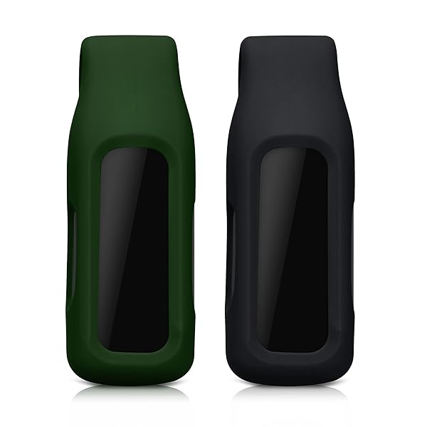 kwmobile KWMobile 2X Clip Holders for Fitbit Inspire 3/2 & Ace 3 - Durable Clip-On Replacement Set in Black/Dark Green - View 6 of 8