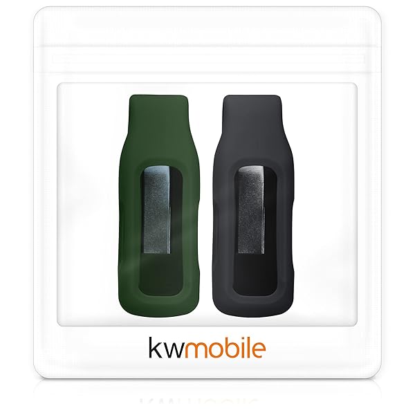 kwmobile KWMobile 2X Clip Holders for Fitbit Inspire 3/2 & Ace 3 - Durable Clip-On Replacement Set in Black/Dark Green - View 8 of 8