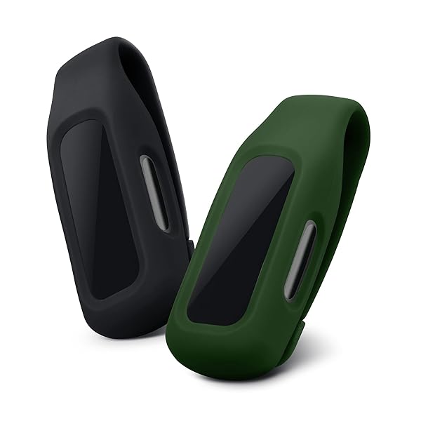 kwmobile KWMobile 2X Clip Holders for Fitbit Inspire 3/2 & Ace 3 - Durable Clip-On Replacement Set in Black/Dark Green - View 2 of 8