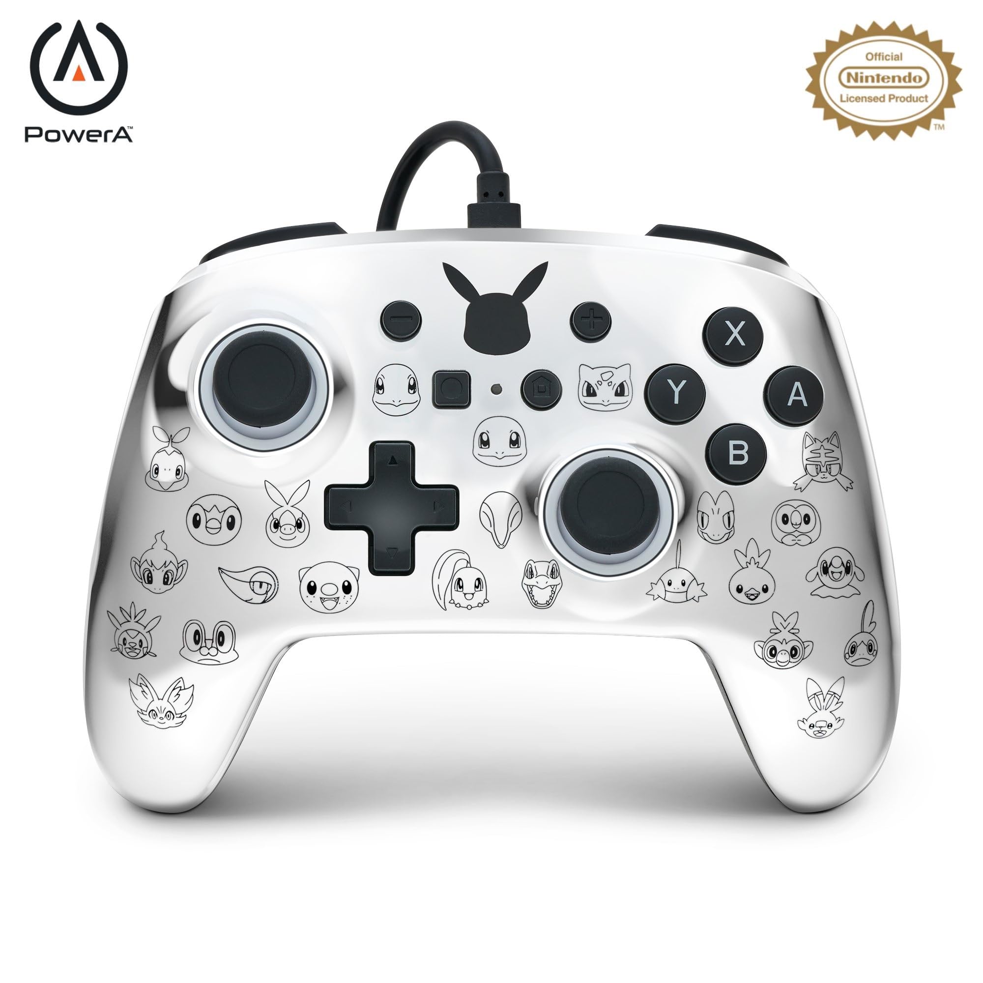 PowerA PowerA Enhanced Wired Controller for Nintendo Switch Pikachu Black and Silver High Performance Gaming Accessory