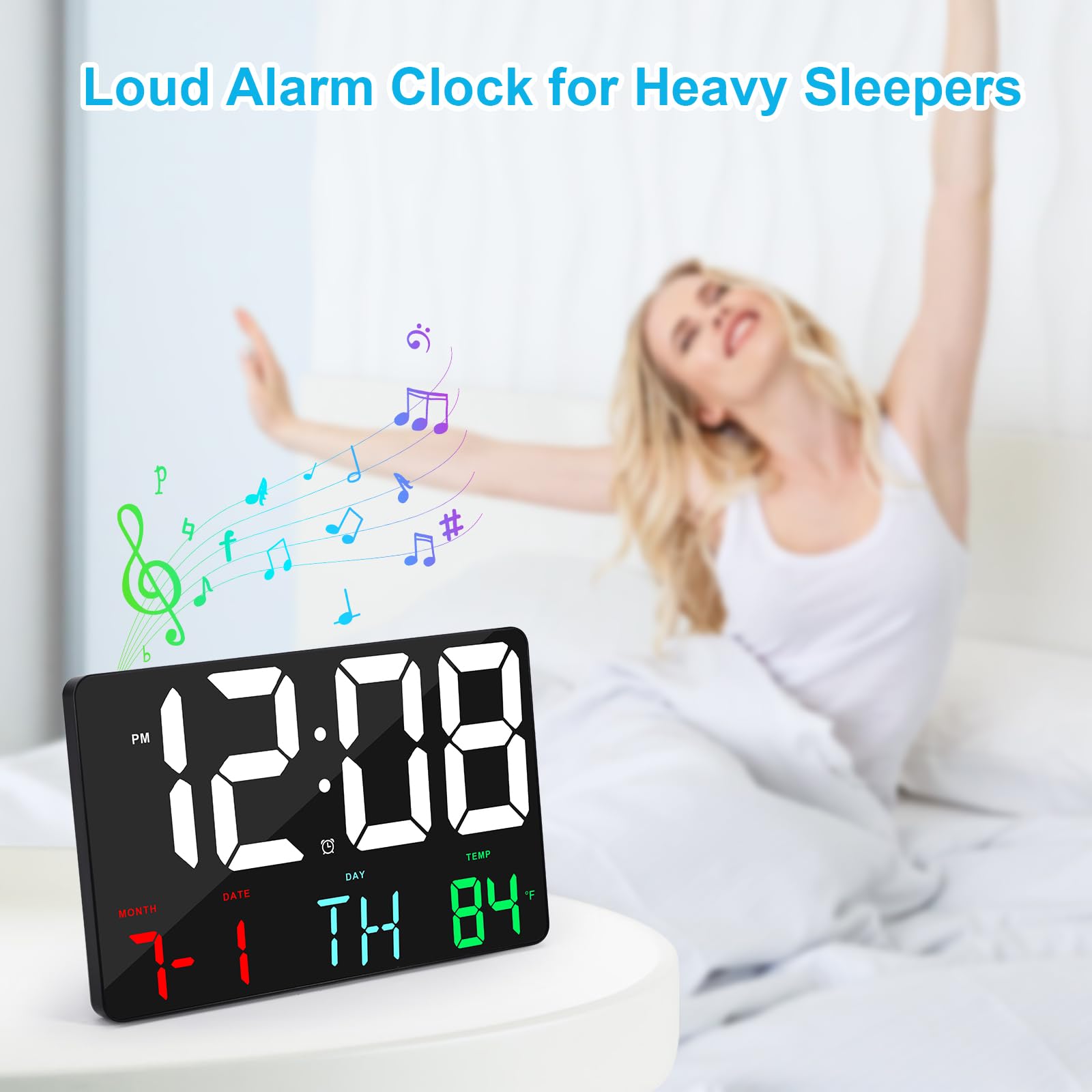 Amgico Digital Alarm Clock with Snooze and Temperature 11.5 Inch Large Display for Bedroom Office Home Classroom Kids and Elderly - View 2 of 8