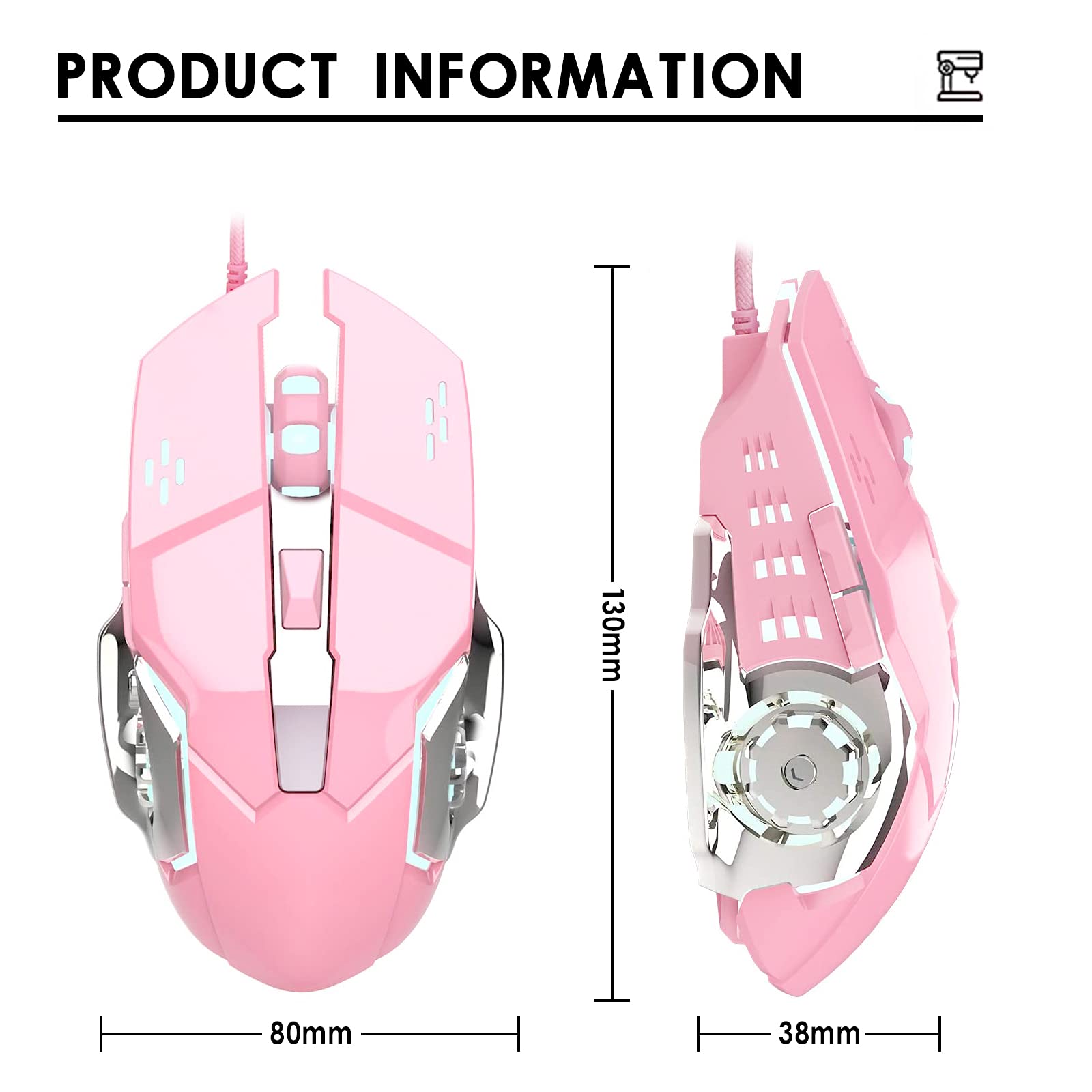 Basaltech Basaltech Wired Gaming Mouse with 6 Buttons Ergonomic Design RGB Backlit 4 Levels DPI for Desktop Laptop Mac PC Professional Gamers - View 4 of 7