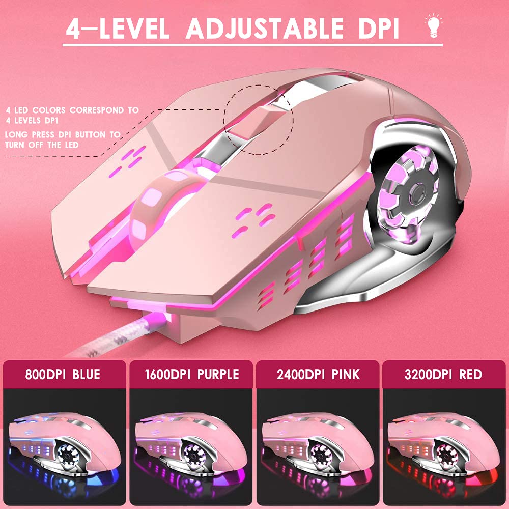 Basaltech Basaltech Wired Gaming Mouse with 6 Buttons Ergonomic Design RGB Backlit 4 Levels DPI for Desktop Laptop Mac PC Professional Gamers - View 5 of 7