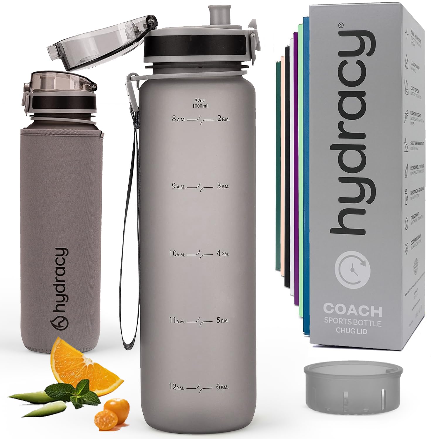 Hydracy Hydracy 32 oz Water Bottle with Time Marker & Fruit Infuser - BPA Free, Leak Proof, Ideal for Fitness & Outdoor Activities
