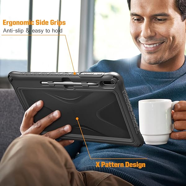 FINTIE Fintie Silicone Case for Samsung Galaxy Tab S8 Plus S7 FE S7 Plus 12.4 Inch with S Pen Holder Heavy Duty Shockproof Kids Friendly Cover Black - View 5 of 11