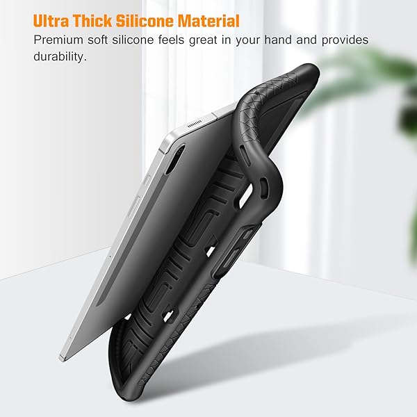 FINTIE Fintie Silicone Case for Samsung Galaxy Tab S8 Plus S7 FE S7 Plus 12.4 Inch with S Pen Holder Heavy Duty Shockproof Kids Friendly Cover Black - View 6 of 11