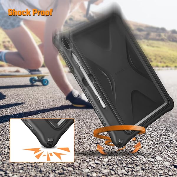 FINTIE Fintie Silicone Case for Samsung Galaxy Tab S8 Plus S7 FE S7 Plus 12.4 Inch with S Pen Holder Heavy Duty Shockproof Kids Friendly Cover Black - View 8 of 11