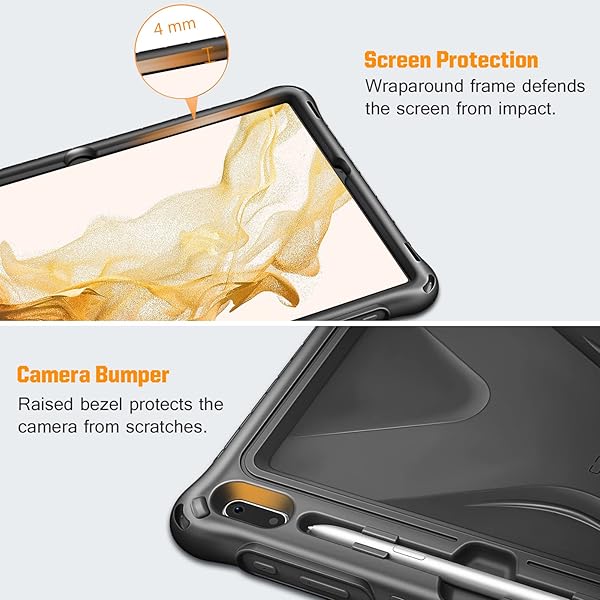 FINTIE Fintie Silicone Case for Samsung Galaxy Tab S8 Plus S7 FE S7 Plus 12.4 Inch with S Pen Holder Heavy Duty Shockproof Kids Friendly Cover Black - View 9 of 11