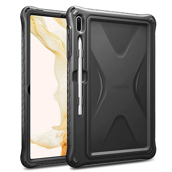 FINTIE Fintie Silicone Case for Samsung Galaxy Tab S8 Plus S7 FE S7 Plus 12.4 Inch with S Pen Holder Heavy Duty Shockproof Kids Friendly Cover Black - View 3 of 11